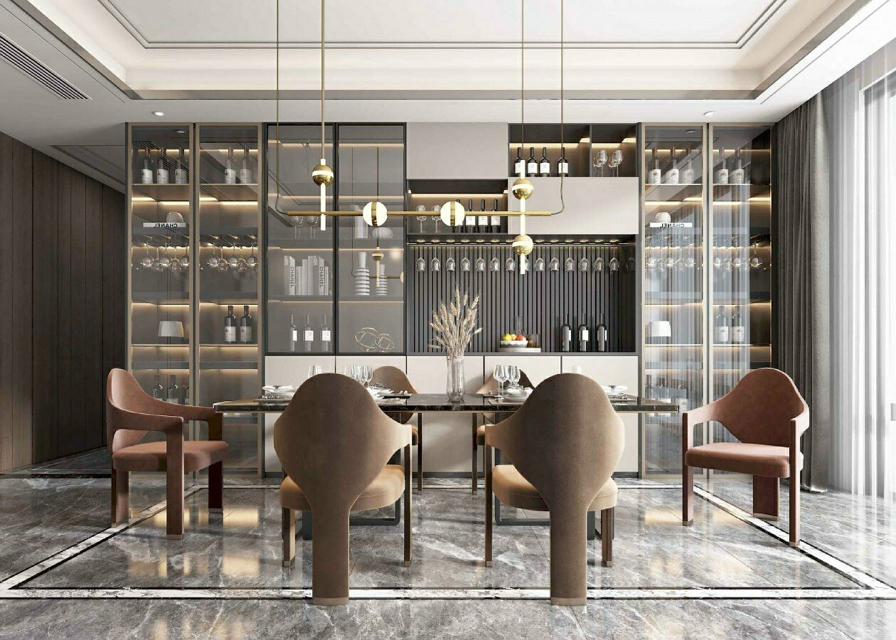 餐厅篇|分享一组轻奢系列展示酒柜设计00 09喜欢就收藏吧!
