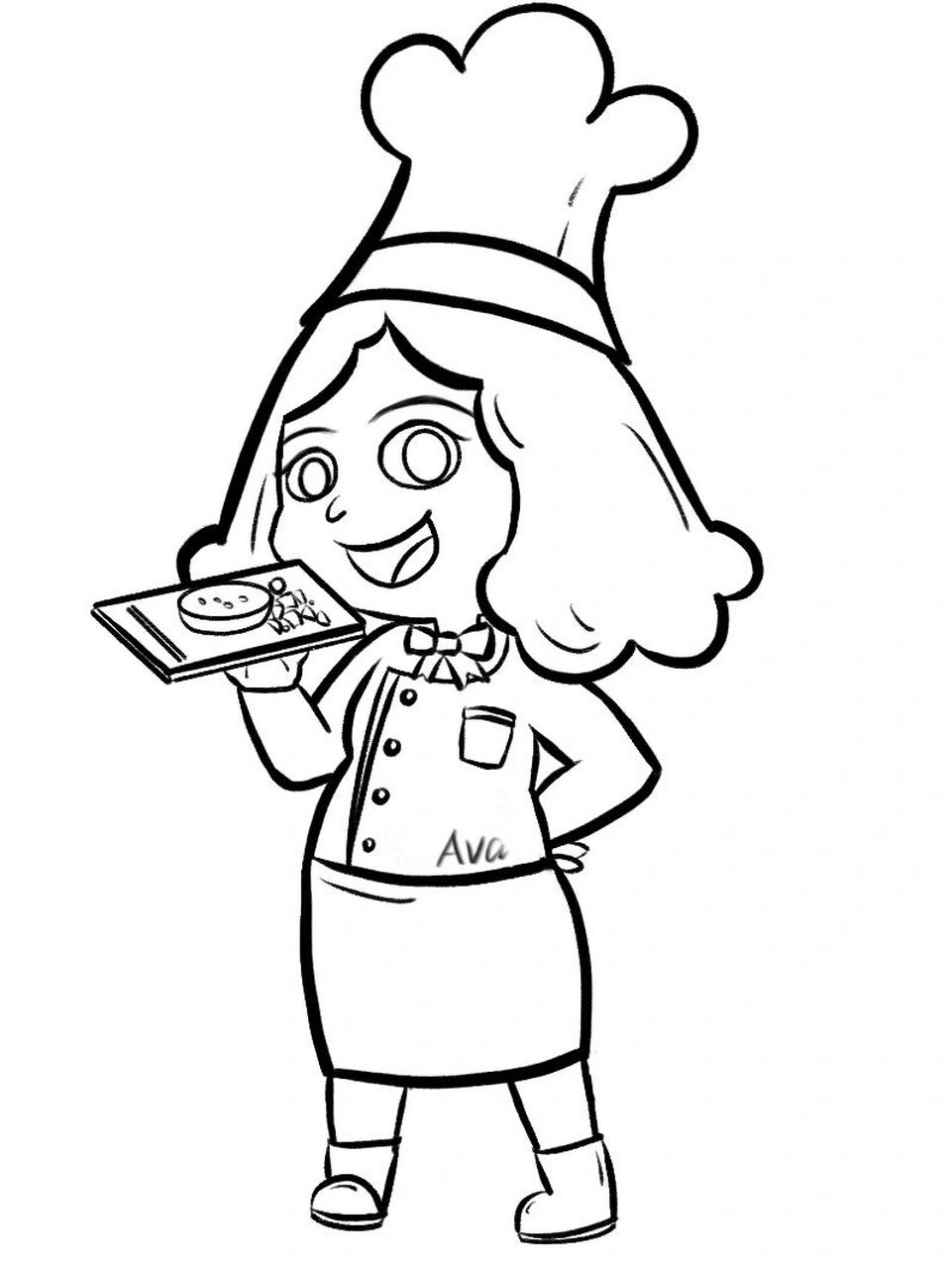 插画记录|day2 q版厨师 日常练习 原创人物线稿 努力干画人 工具:pro