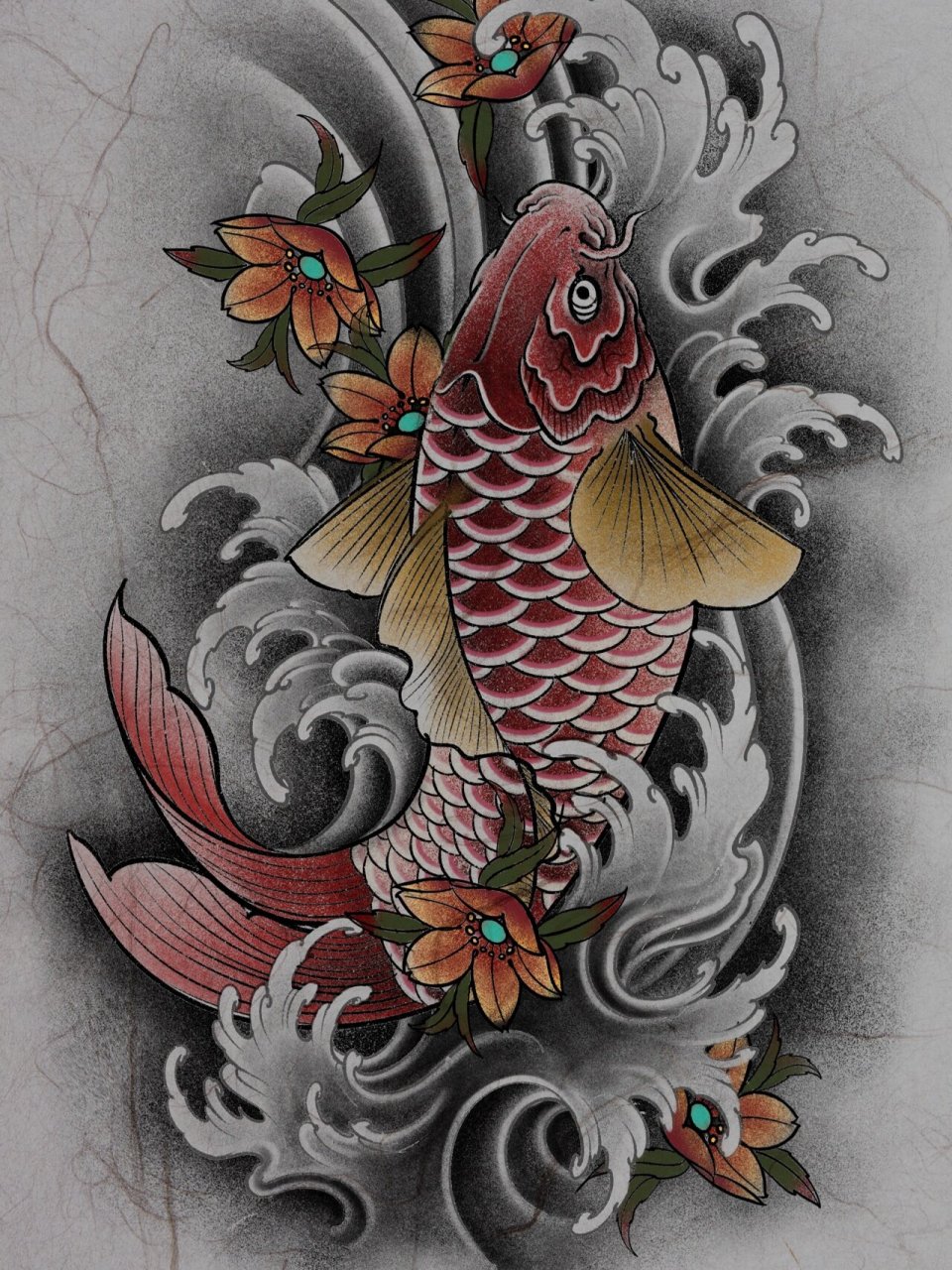 小腿 手臂 鲤鱼传统纹身 原创设计 原创设计才有灵魂 每一个图都是