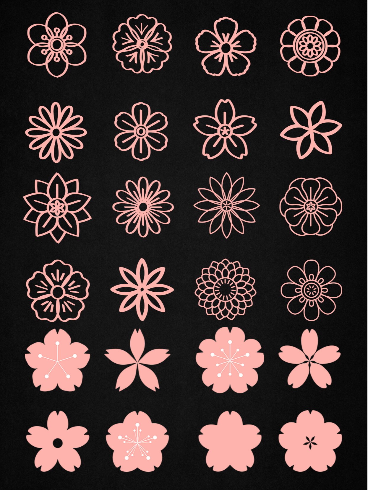 no.22简约花瓣花纹免扣素材分享