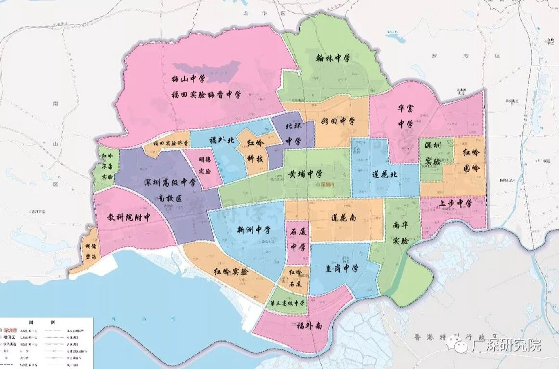 深圳市福田区中学大致分布图