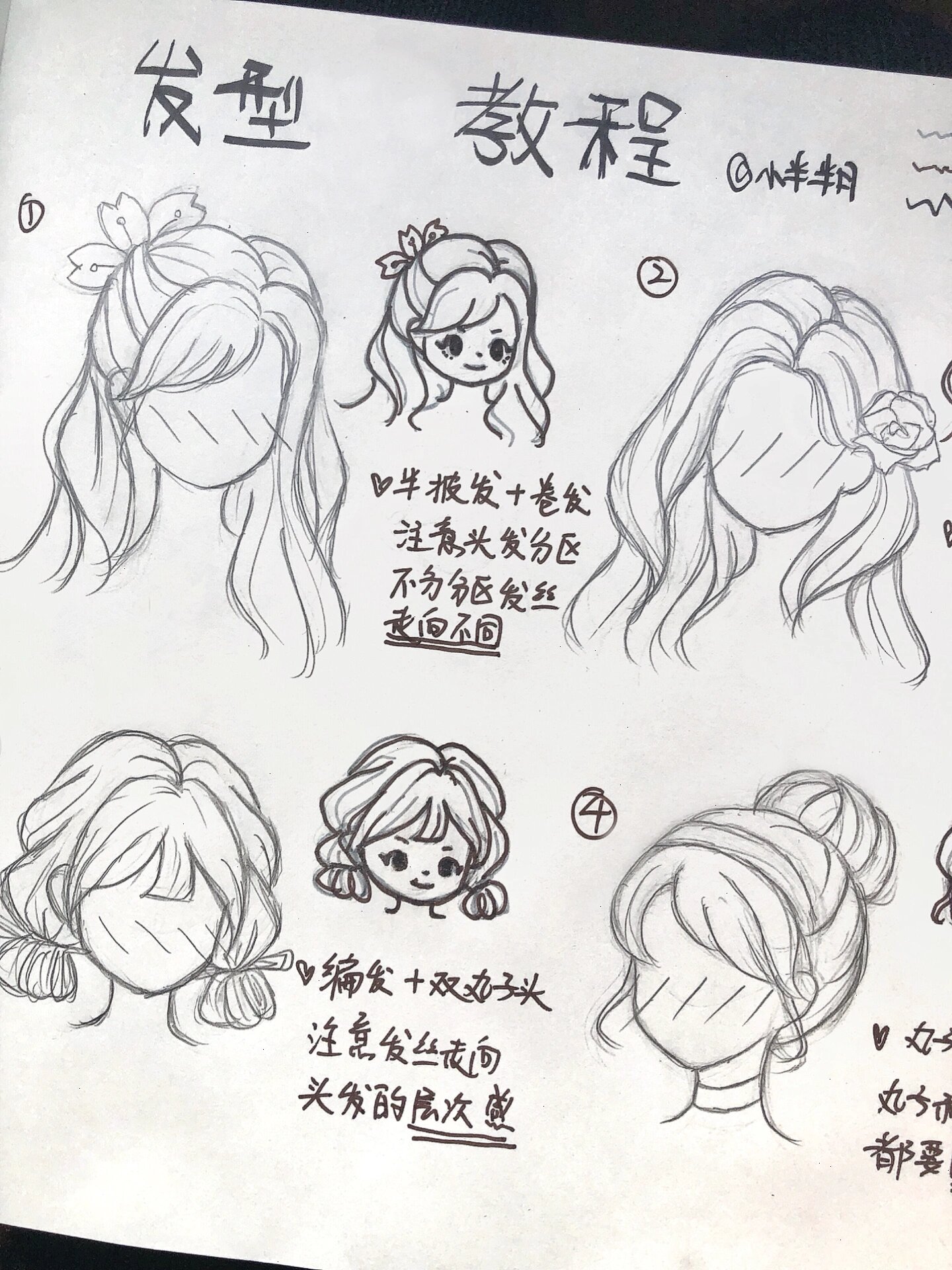 给头发分区分块,根据不同发型分出几个区域,区域分界