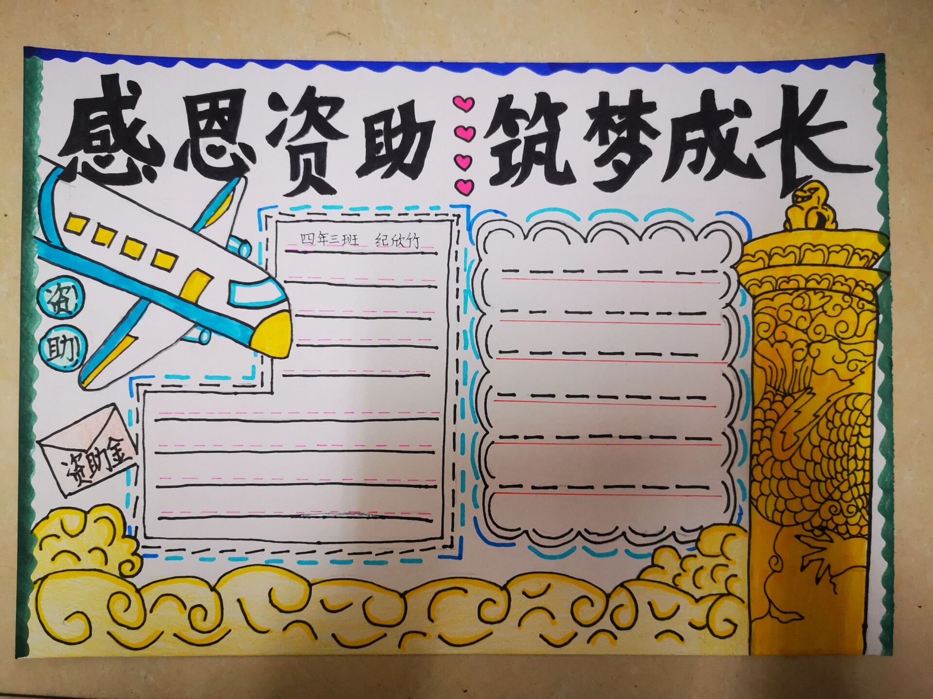 感恩资助手抄报筑梦成长手抄报