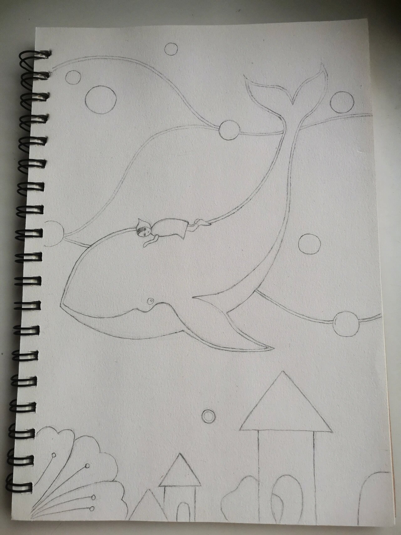 临摹一幅治愈系的彩铅画《鲸寻》 一鲸落万物生.