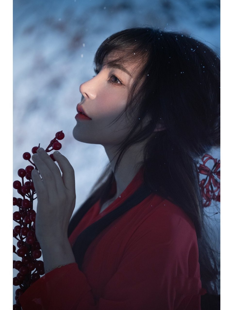绝美古风雪景写真 | 清霜薄雪上7615红衣白雪 - 清霜薄雪上,少女