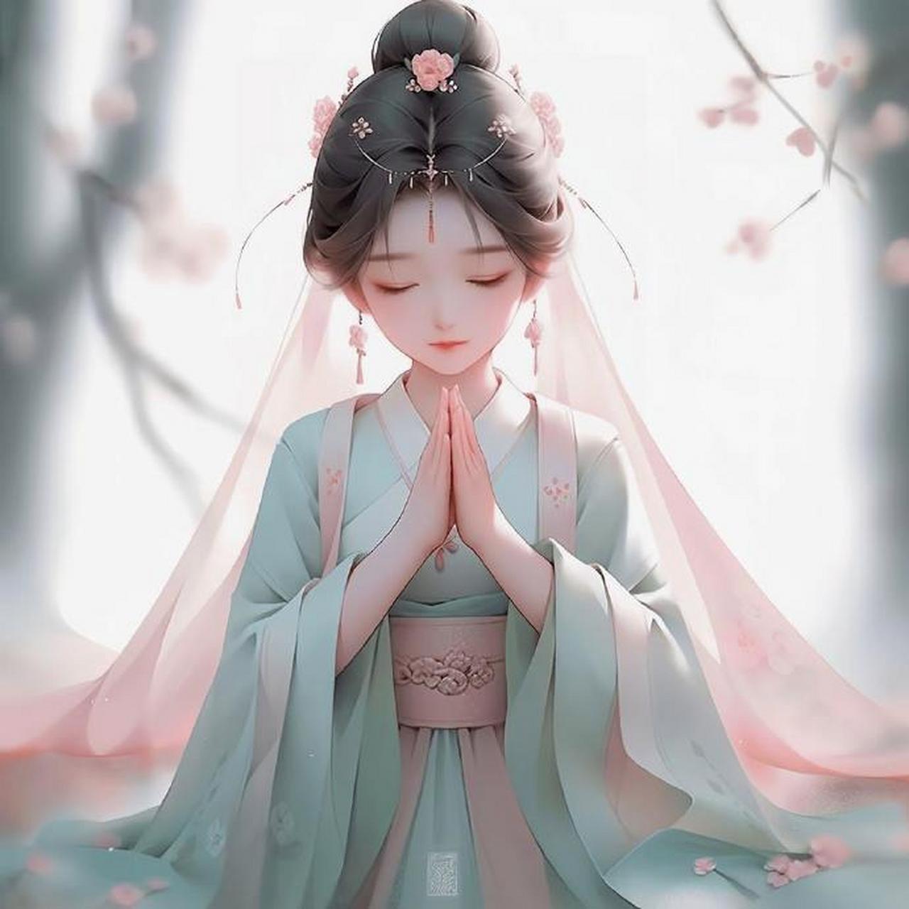 q版古风佛系少女祈福头像.   #文案# #情感# #生活# #朋友圈文案