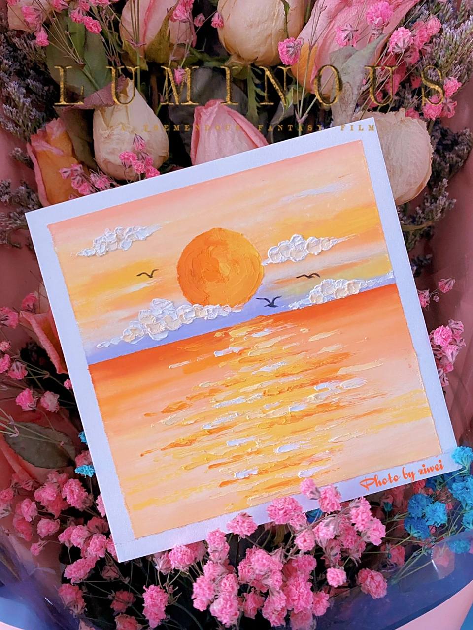 海上日落| 图片里附色号 96手绘打卡第57天96 油画棒风景作品