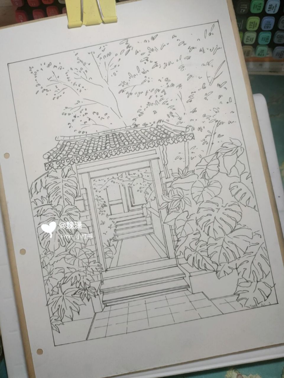 《梦中情房》 古风建筑 意境不错 #风景画# #古风建筑# #马克笔风景画