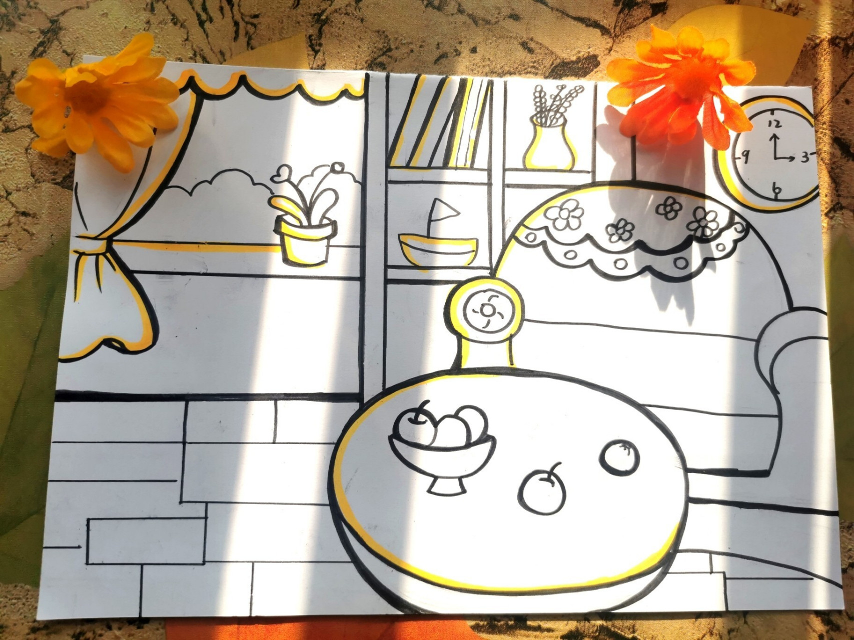 97儿童画简笔画万能室内场景 78适合用到室内主题,再加上人物就