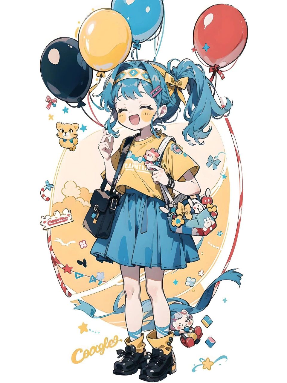 动漫临摹|蓝发 夏日甜心 人物全身 来分享一些好看的卡通动漫人物素材