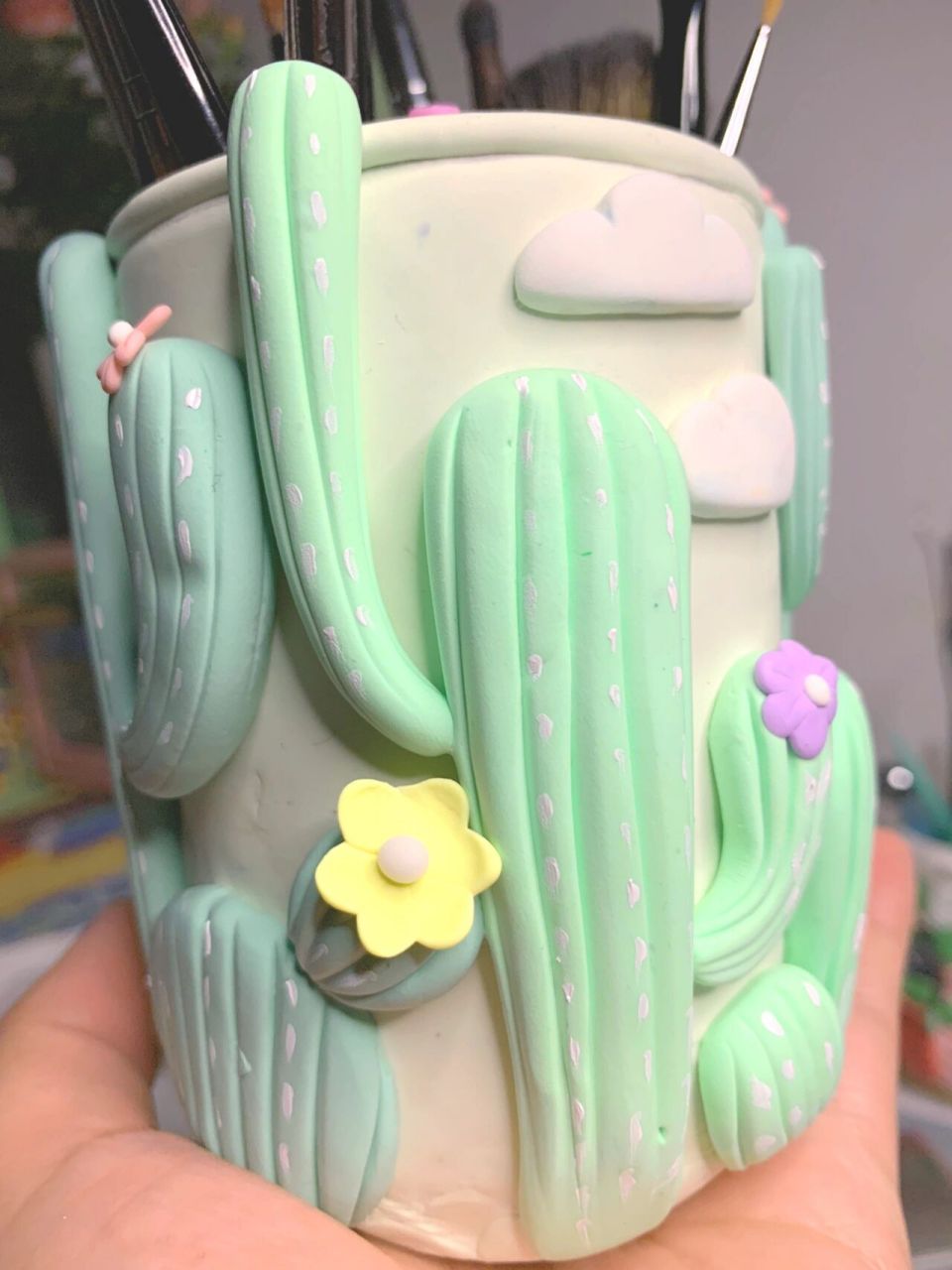 粘土笔筒自制笔筒 实用主义 笔筒告急,自己做好看又省钱,资源再生