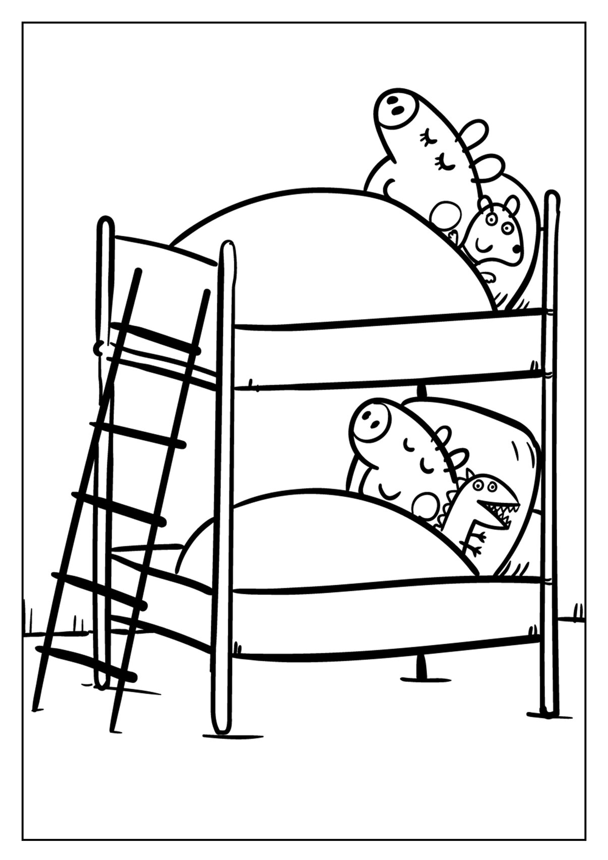 小猪佩奇一家线稿图