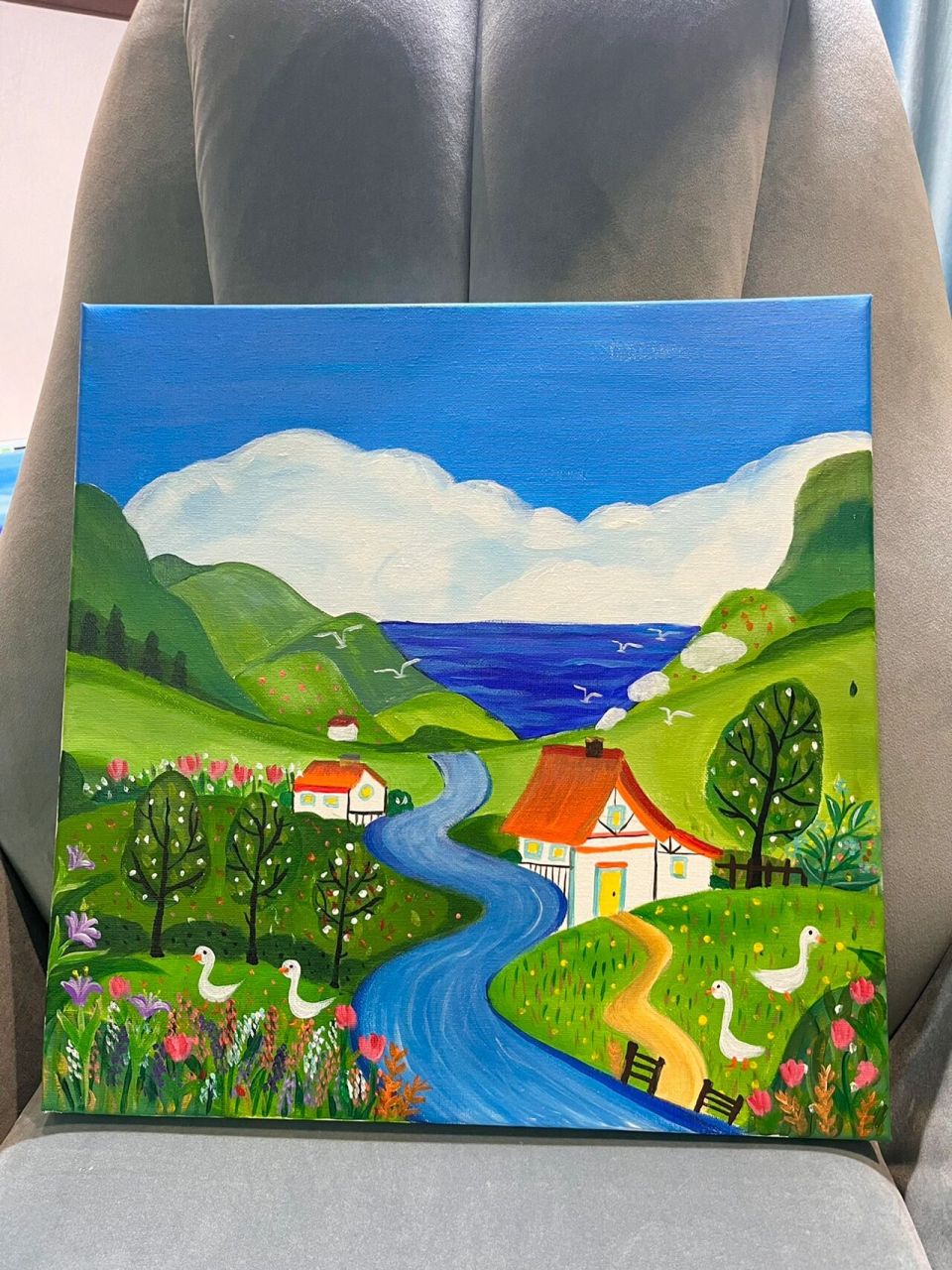 儿童油画—初夏的童话小镇 跟着这个系列,来到了让人最舒服的海边