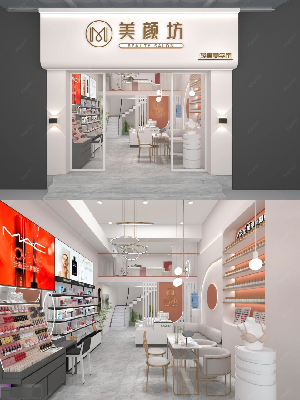 50㎡小面积美甲美容店设计案例分享 96矩形门头从视觉上扩大店铺