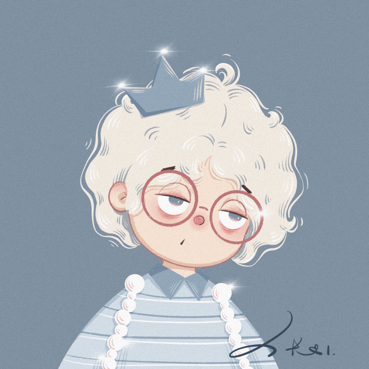 蓝白的世界︴原创手绘头像