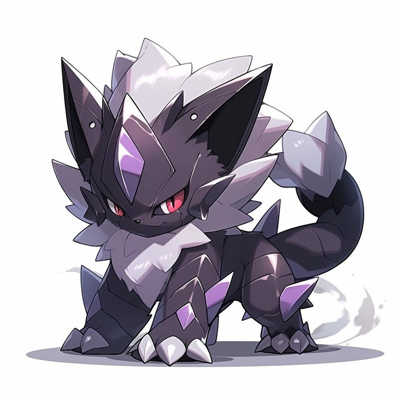 磁晶猫(右滑进化) 磁晶猫是一种钢系宝可梦,它的特征是灰黑色的皮毛和