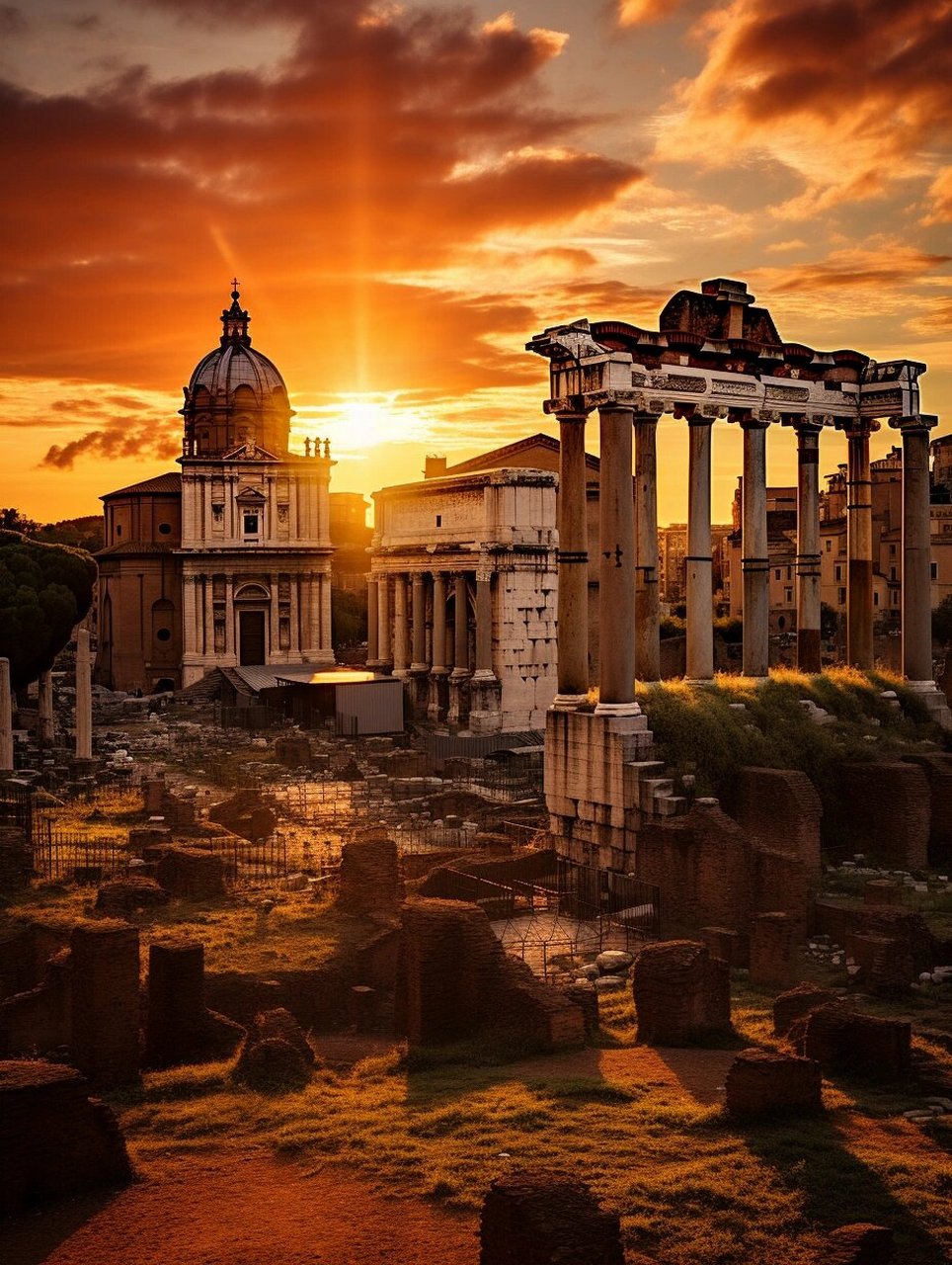 古罗马广场废墟(roman forum ruins)是位于意大利罗马市中心的一处古