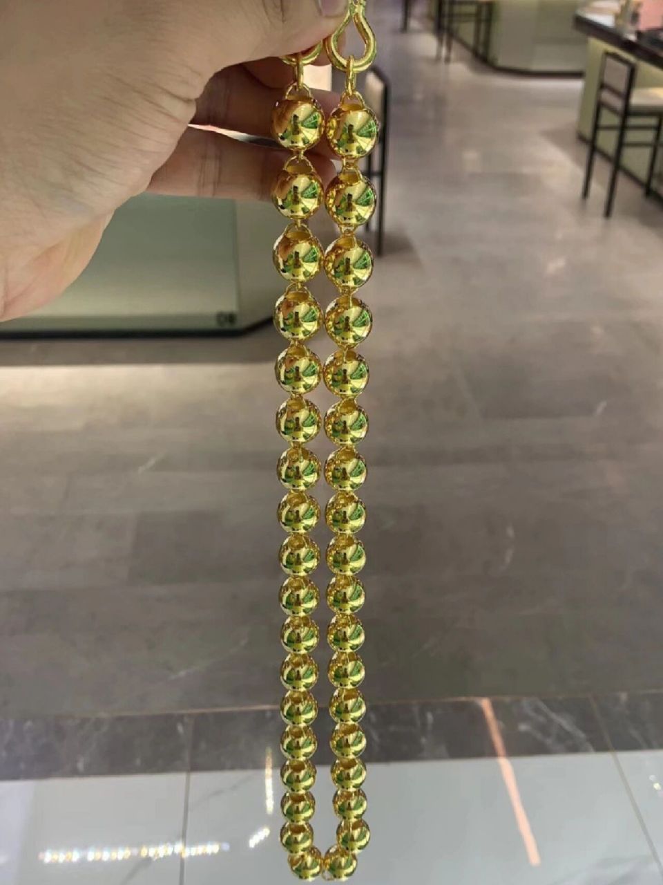 200克1条的黄金光珠项链,戴它回家过年75 一位在深圳上班的东北