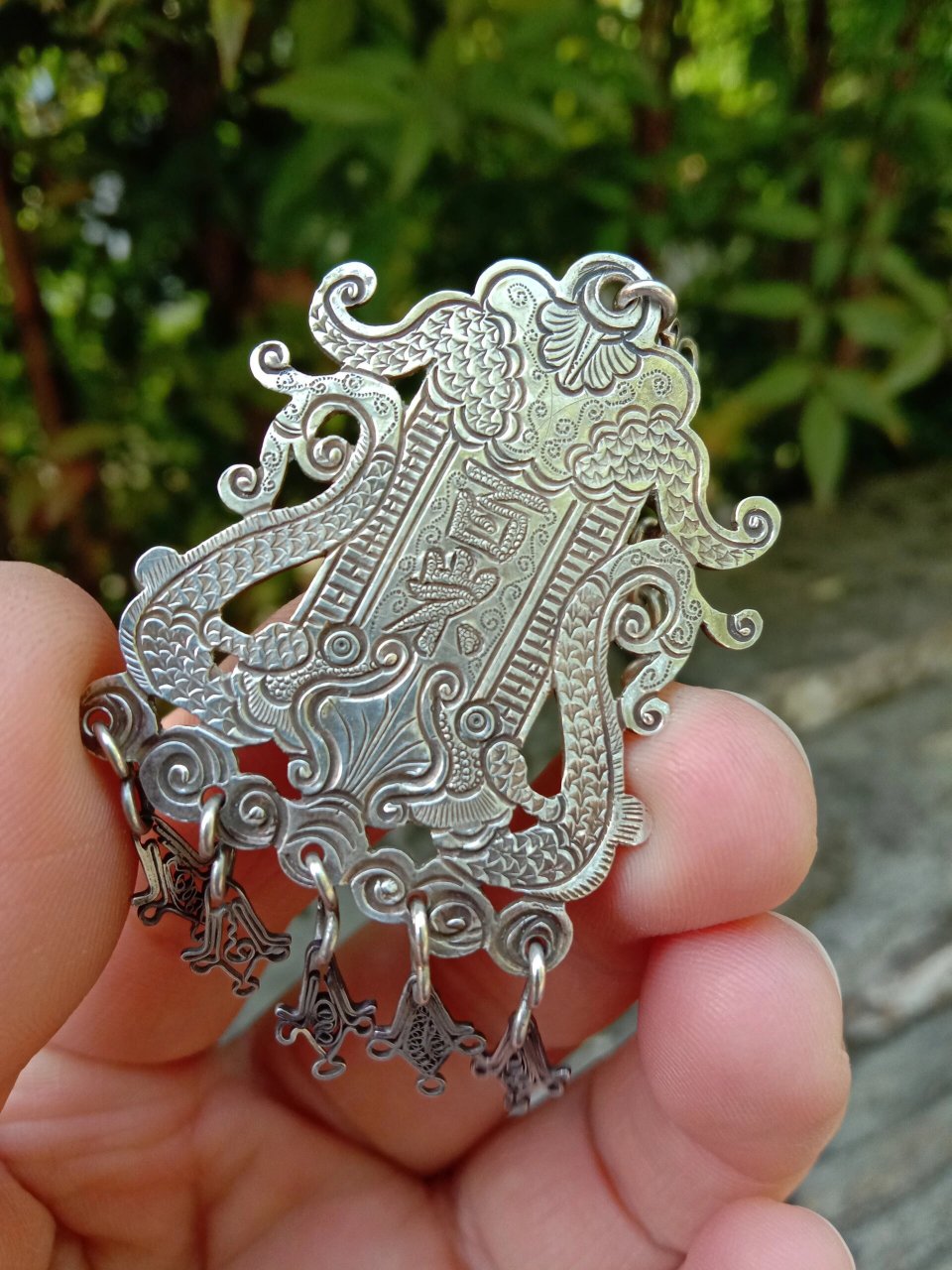 清代双龙百岁老银牌949478