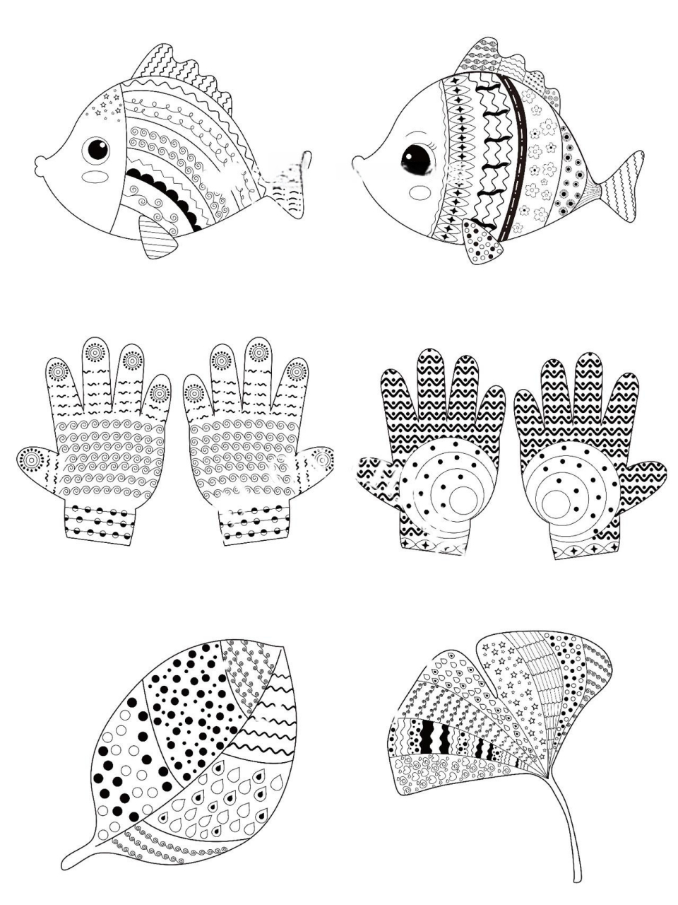 幼儿园美工区素材『线描画』(整套68张) 幼儿园美工区素材 『线描画』