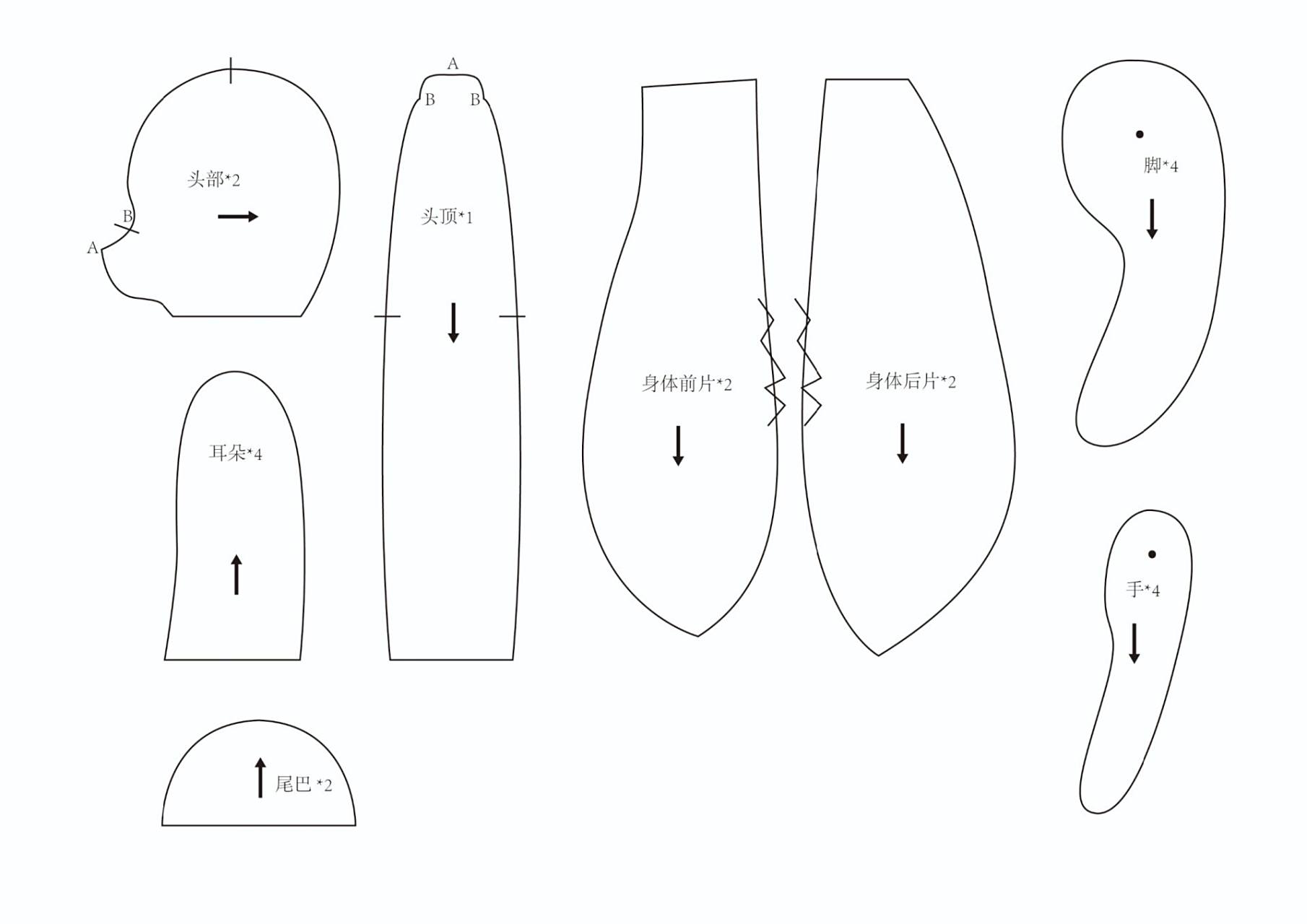 关节玩偶兔子图纸   最近忙完又可以更新图纸跟玩偶了