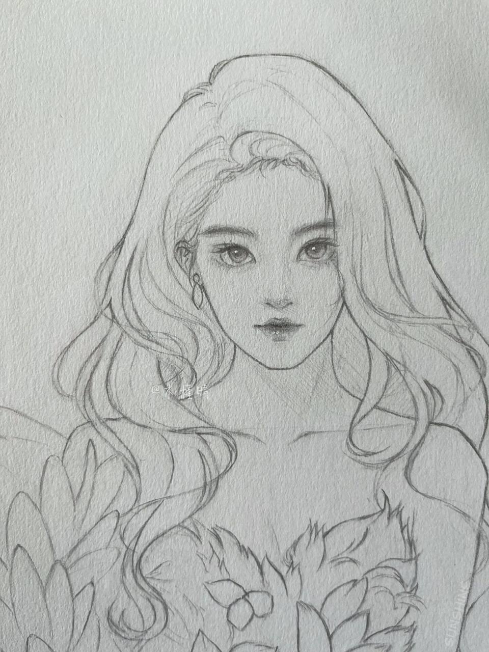 铅笔手绘 | 女生头像线稿 | 刘亦菲 |附步骤 神仙姐姐神颜啊～ 临摹