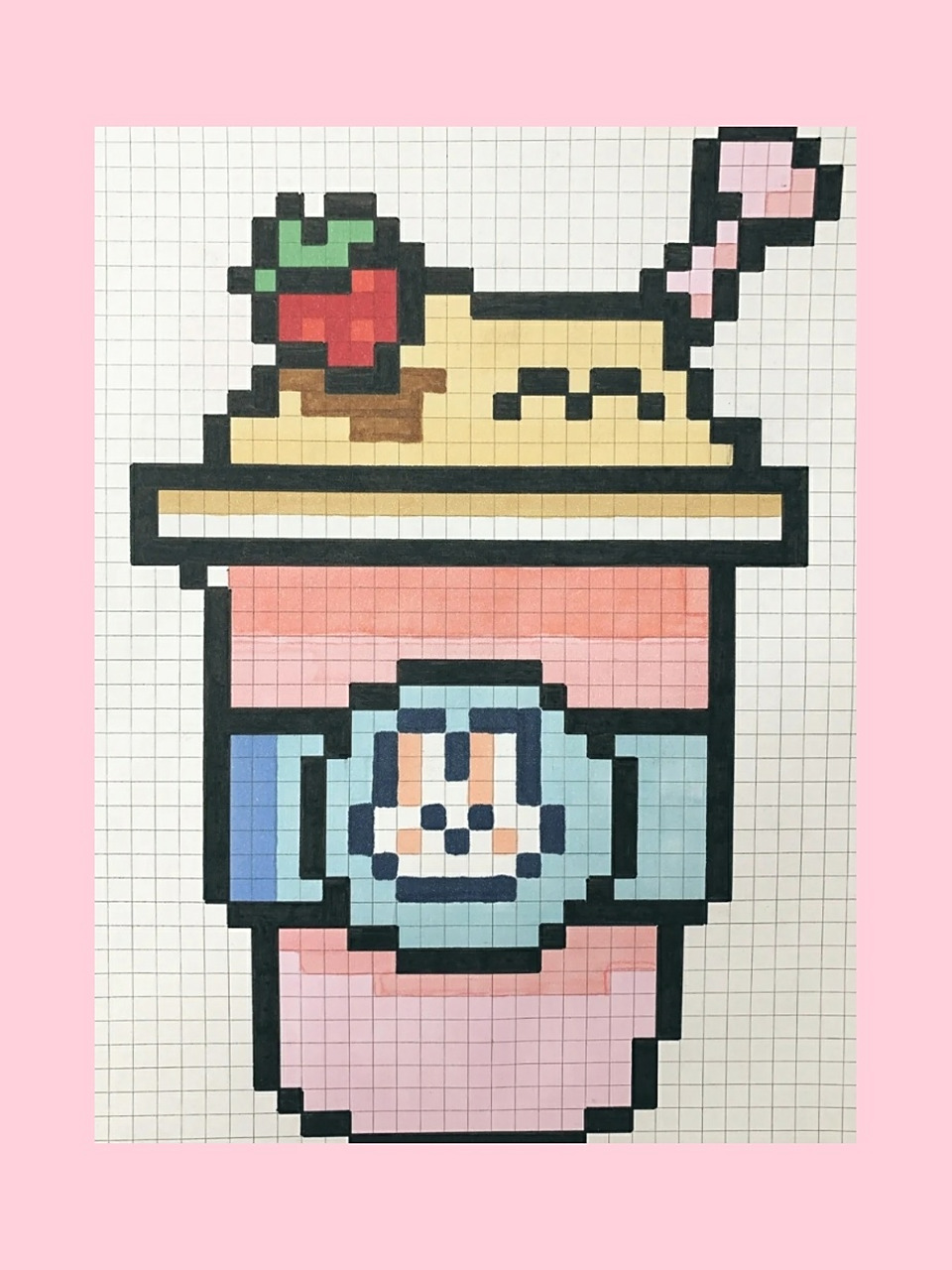 方格画爱心&奶茶超级简单. 这个爱心真的是超级爱了,姐妹们,赶快冲吧!