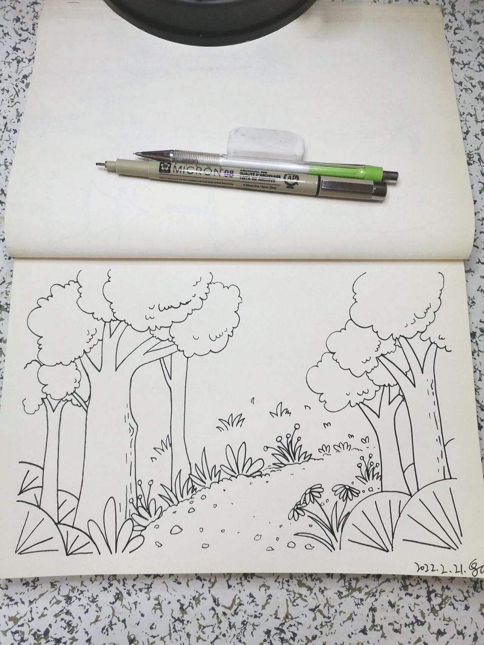 森林小场景简笔画画法-原创35