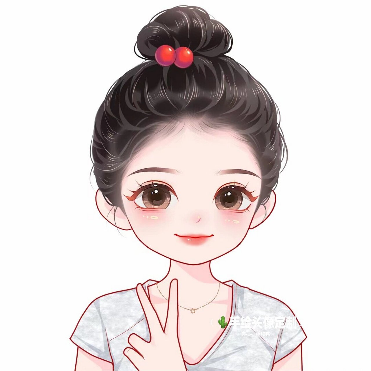 俏皮可爱的丸子头女生头像 一眼心动的女高头像9292 741532