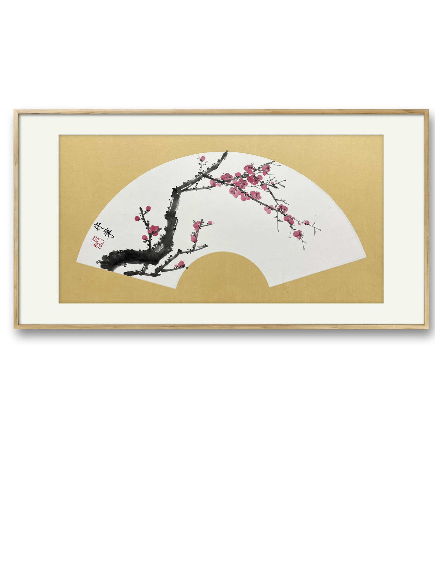 国画梅花一幅国画扇面 梅兰竹菊四君子之一.