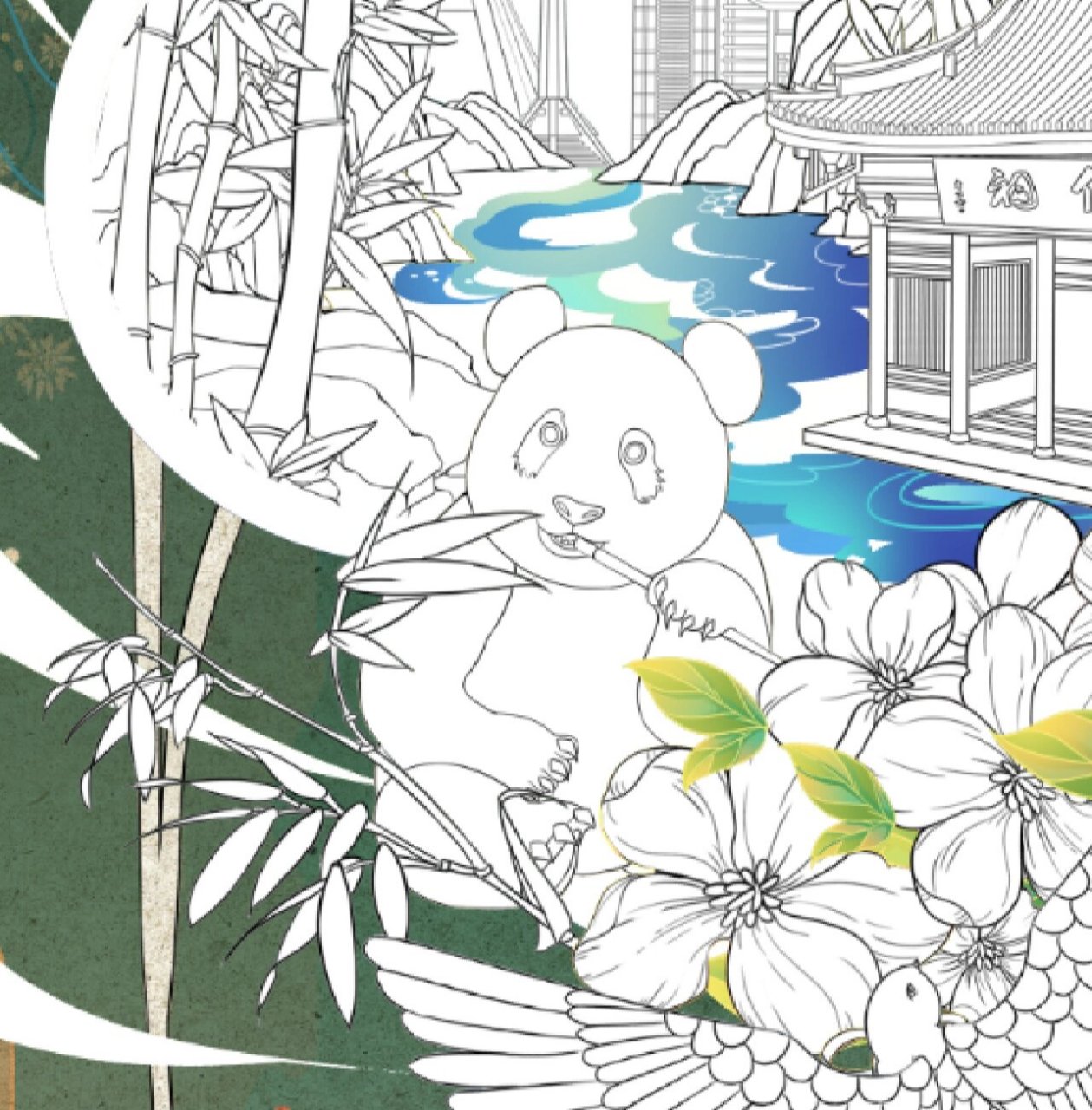 成都  国潮城市插画  预热一波线稿 武侯祠 成都记忆之武侯祠,这次