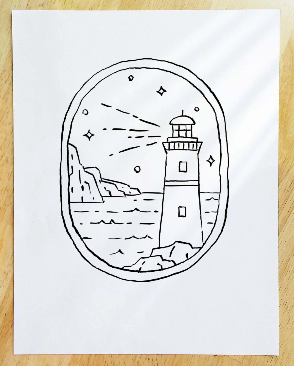 可爱简笔画教程77步骤【35/100】灯塔风景92