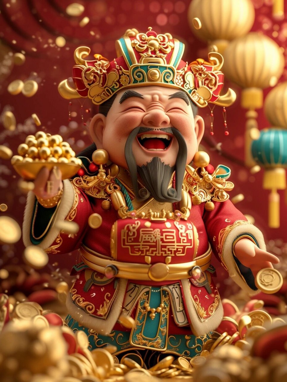 财神爷朋友圈背景 哈哈,朋友们,我刚刚换上了一组超级炫酷的财神爷