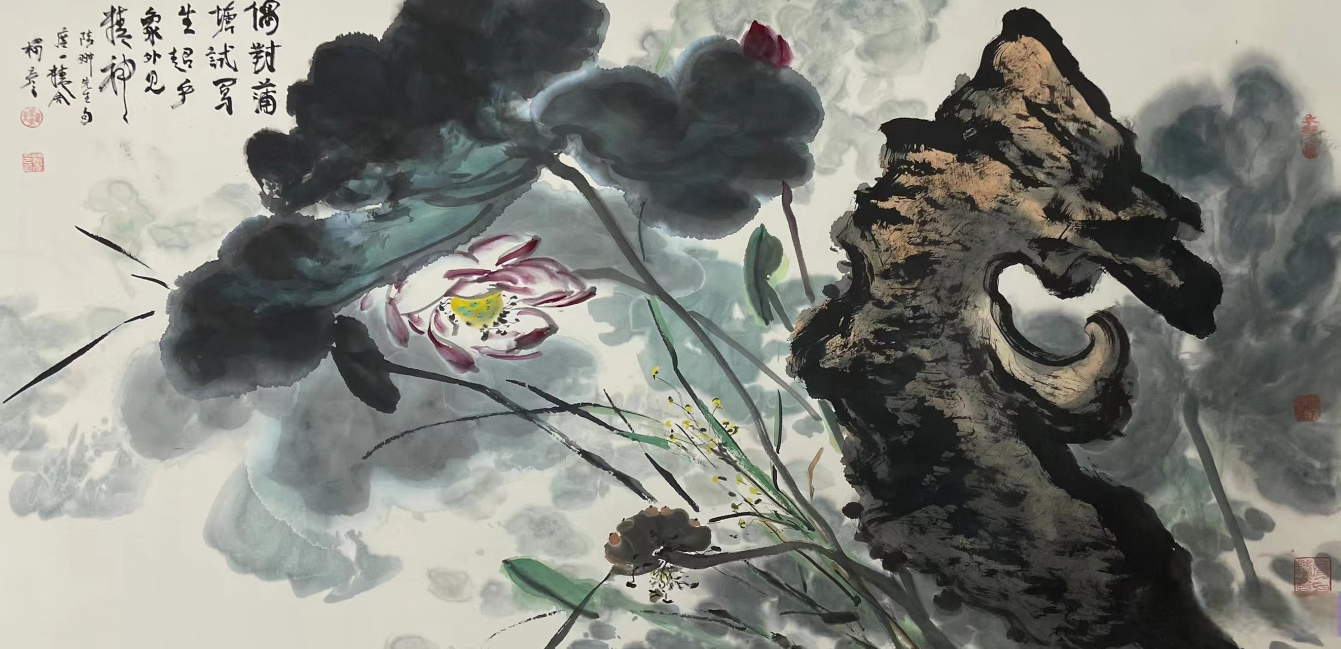 杨彦四尺荷花#艺术##国画