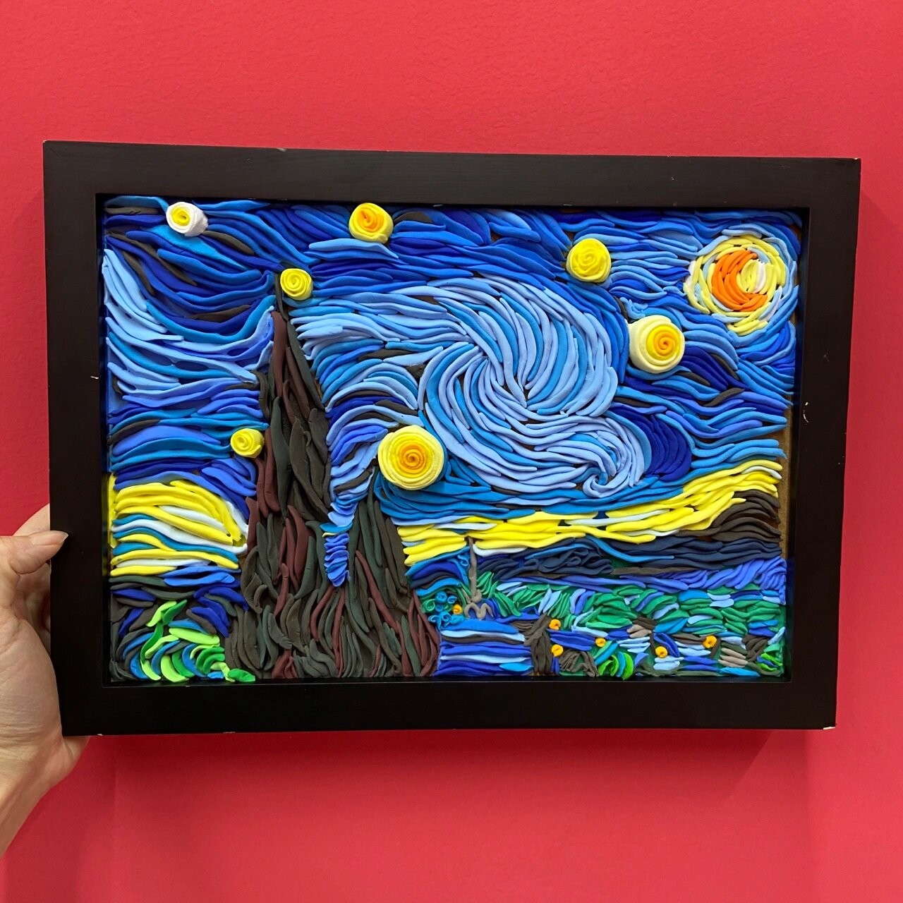 梵高-星空·星月夜 手工黏土制作