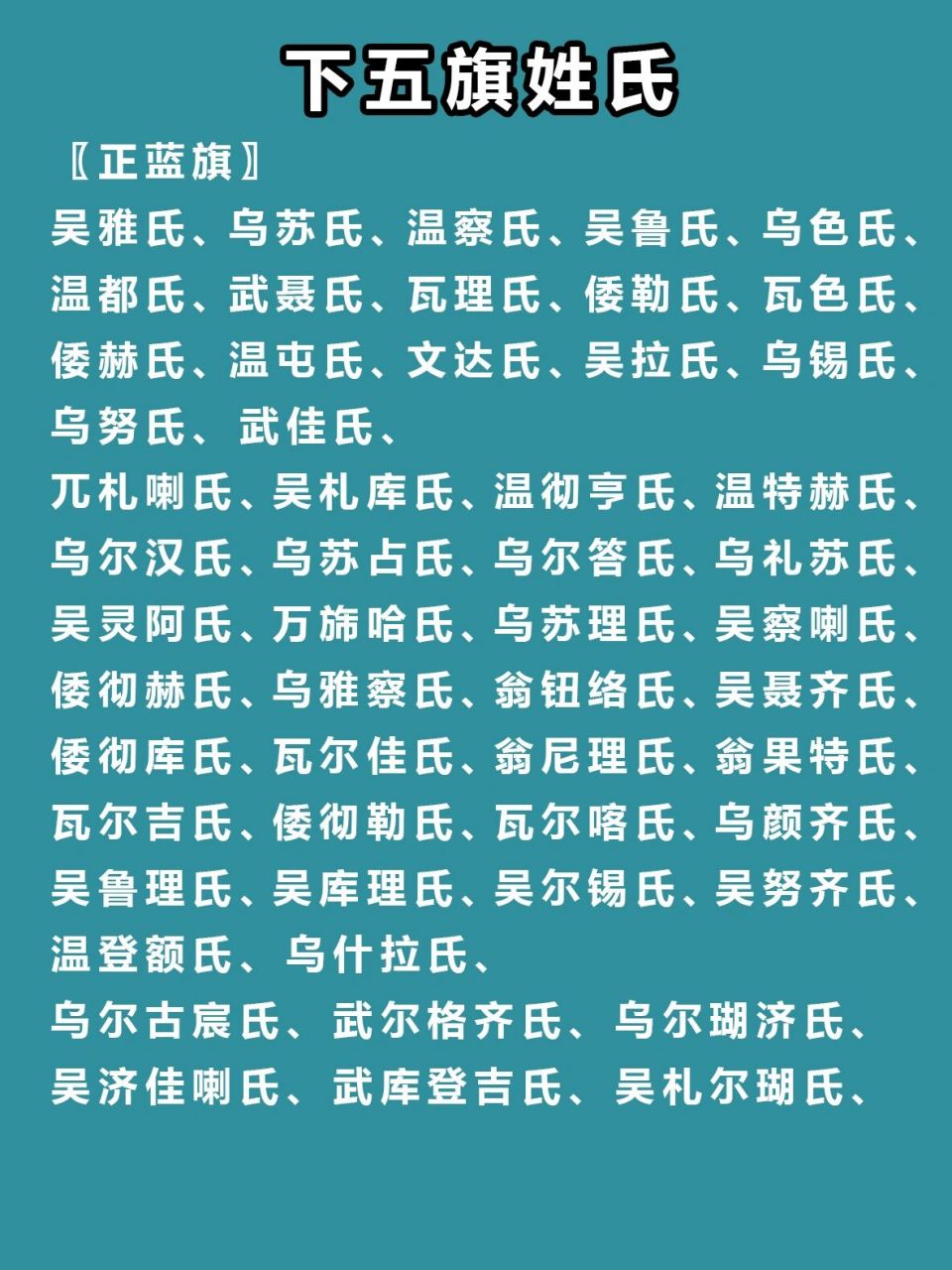 素材:300个满族八旗姓氏!