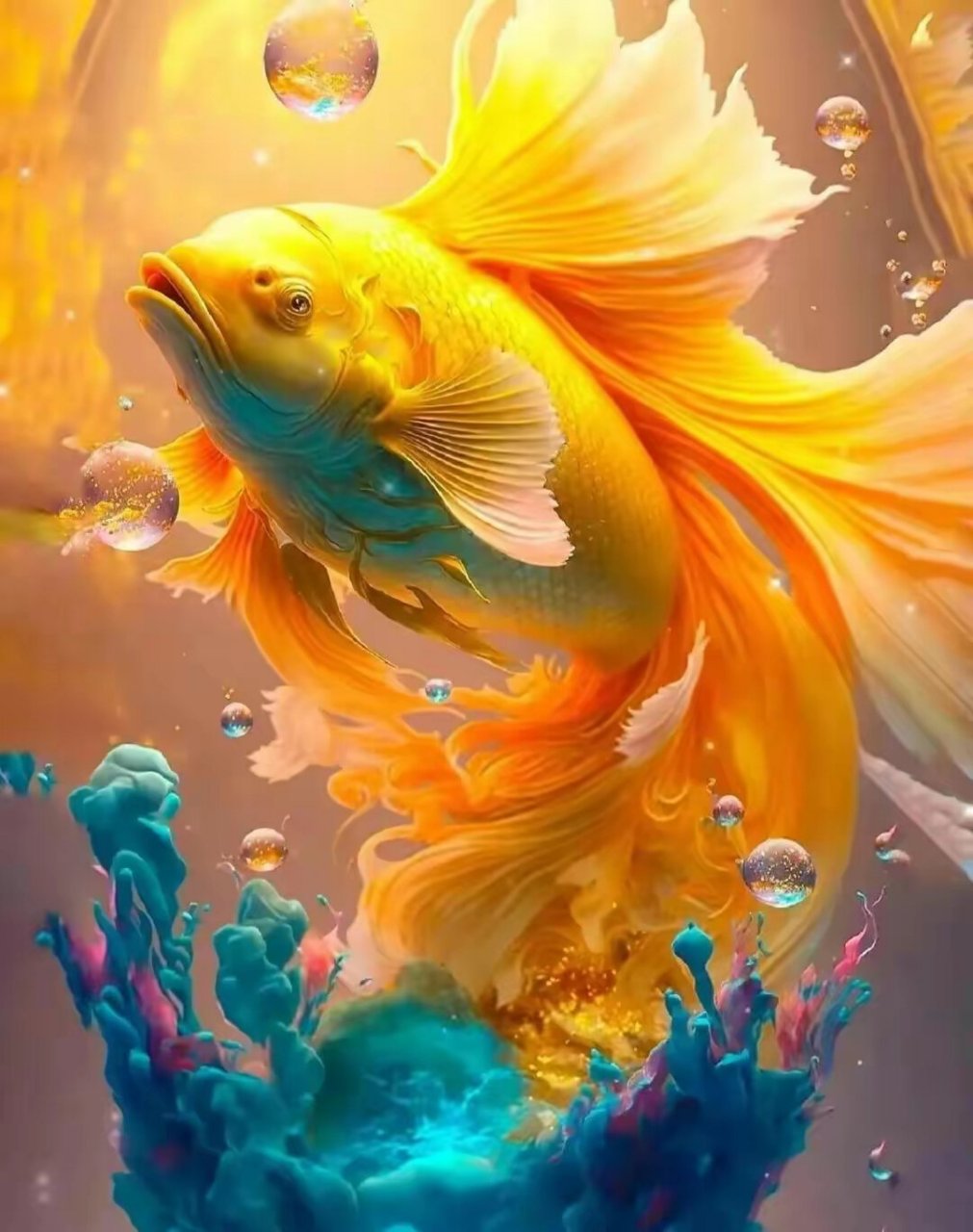 祥瑞的9幅锦鲤美图和祝福送给好运连连的你!愿你财运亨通!财源滚滚!