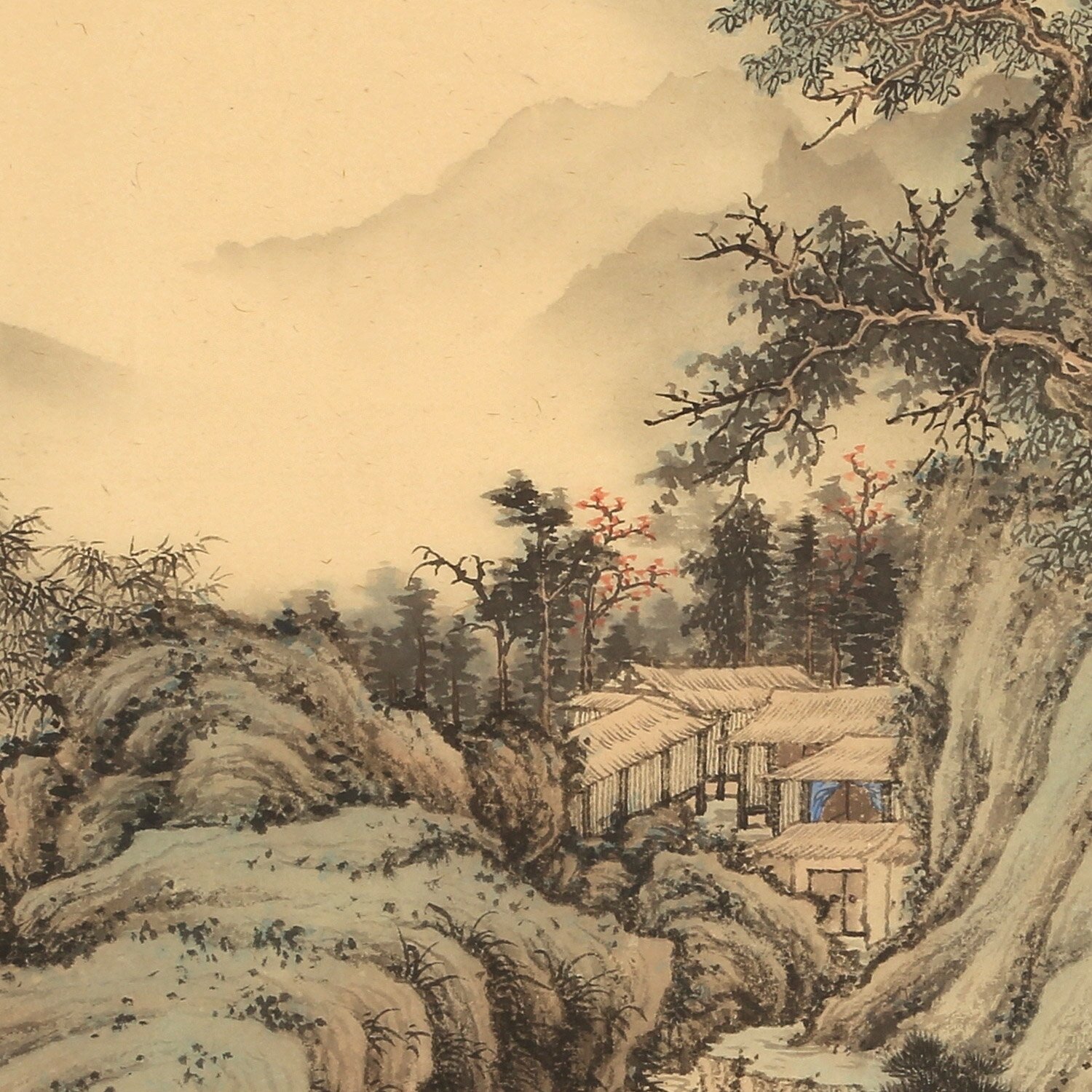 手绘原创传统山水画-溪山归隐图 尺寸:70*46cm 作者:吴显刚