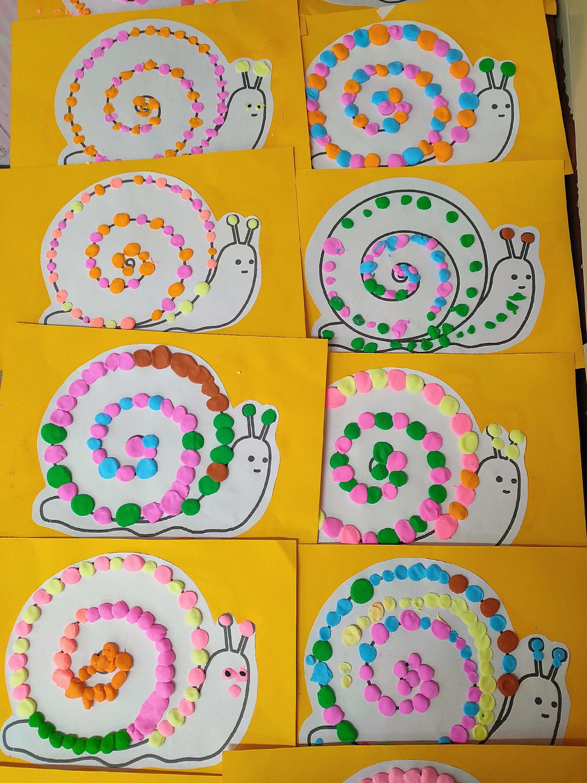 幼儿园 蜗牛96卡纸黏土手工画 图片可打印