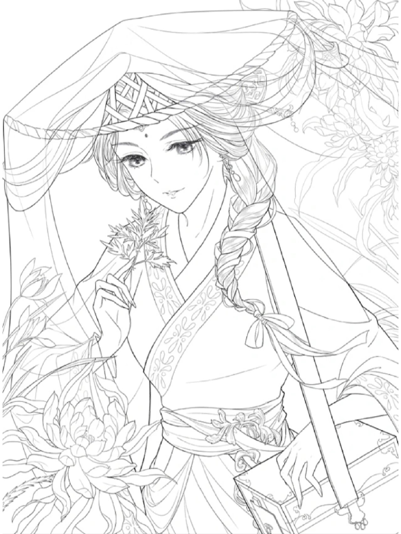 古风党临摹必备的古风美人线稿