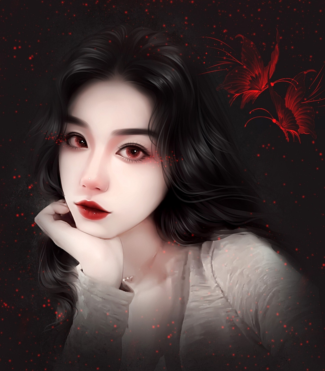 暗黑系超拽霸气魅惑手绘女头像 超好看的暗黑系手绘女头像 孤傲高冷