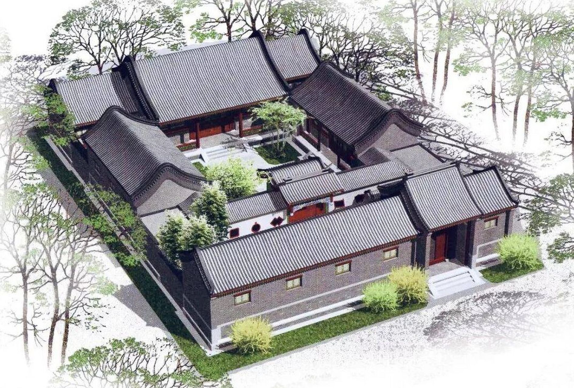 四合院的介绍 所谓四合,"四"指东,西,南,北四面,"合"即四面房屋围在一