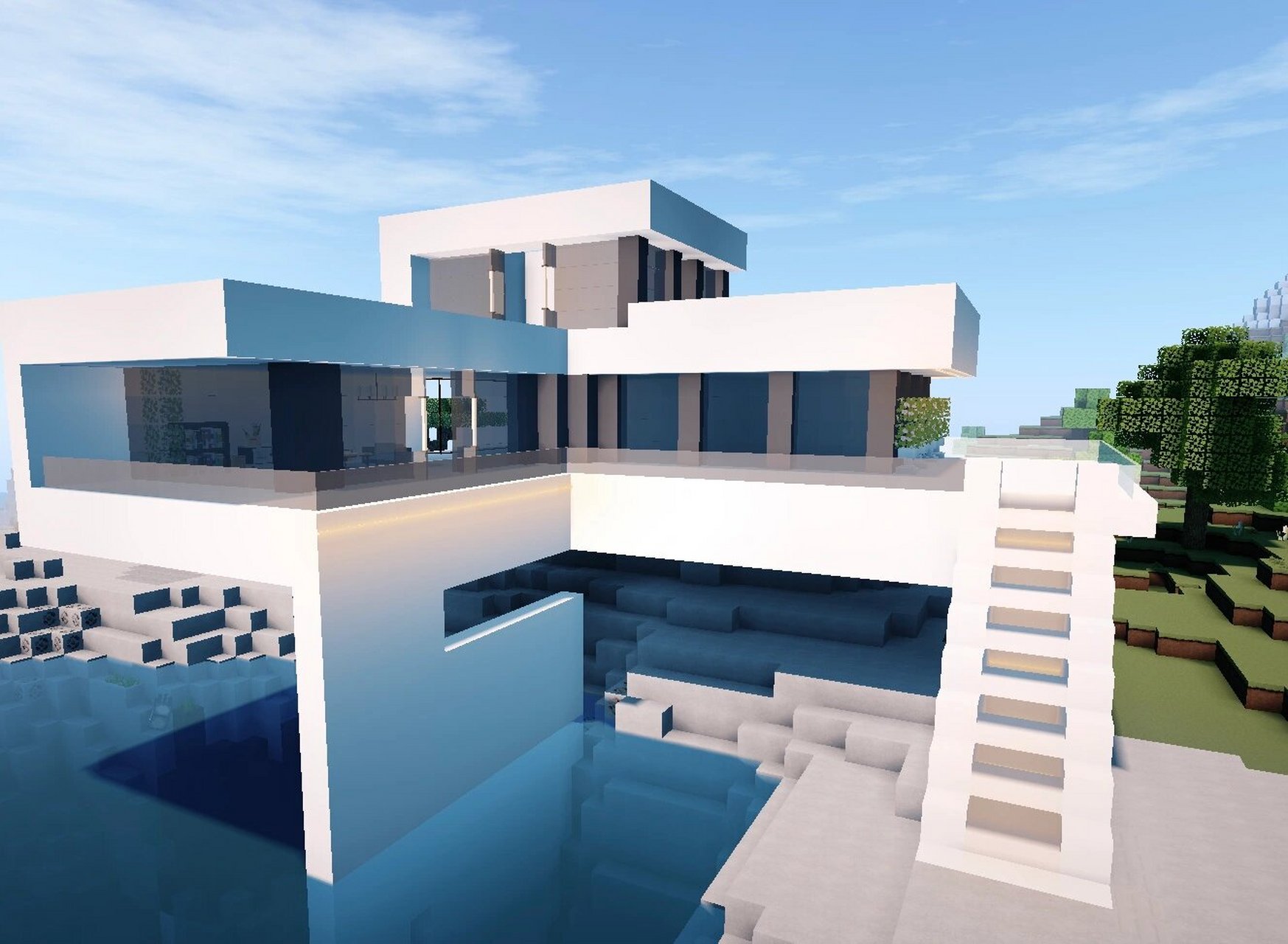 海边别墅—我的世界 海边别墅和超美落日真的好配