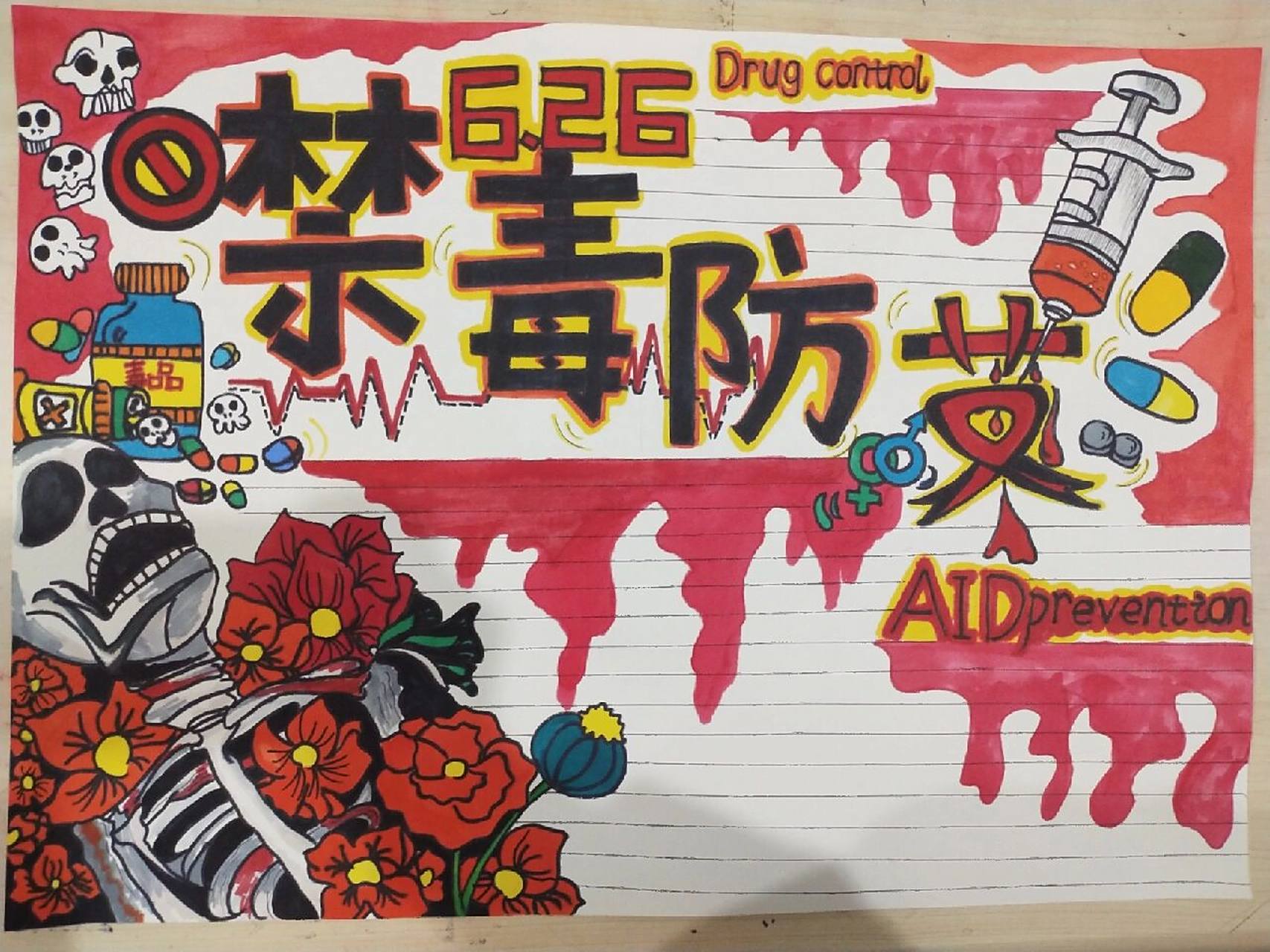 禁毒防艾手抄报完结 手抄报