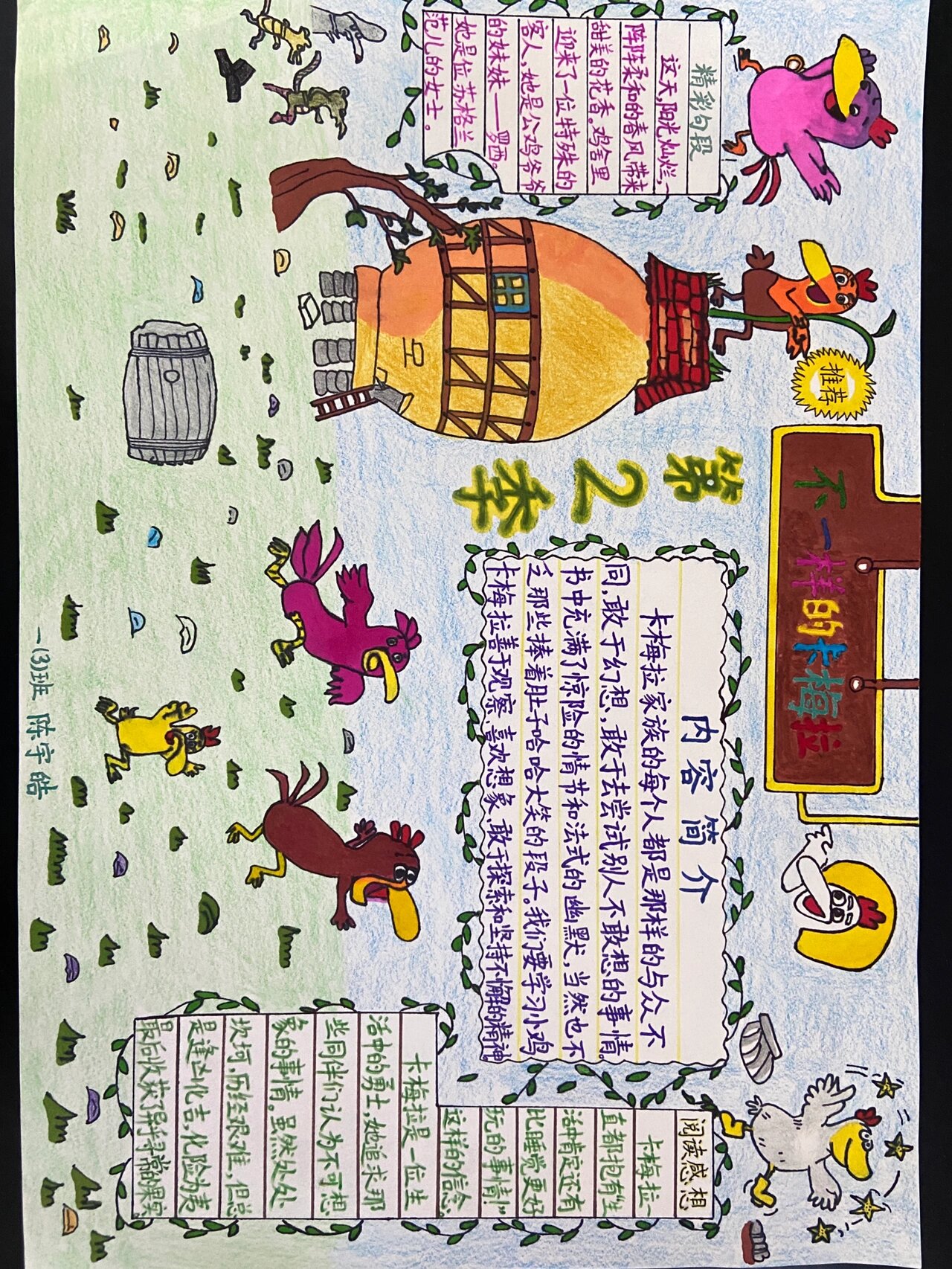 《不一样的卡梅拉》手抄报 新学期开始了,暑假学校布置的学科作业新鲜