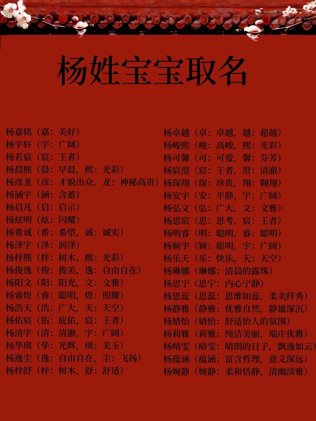 杨姓宝宝取名