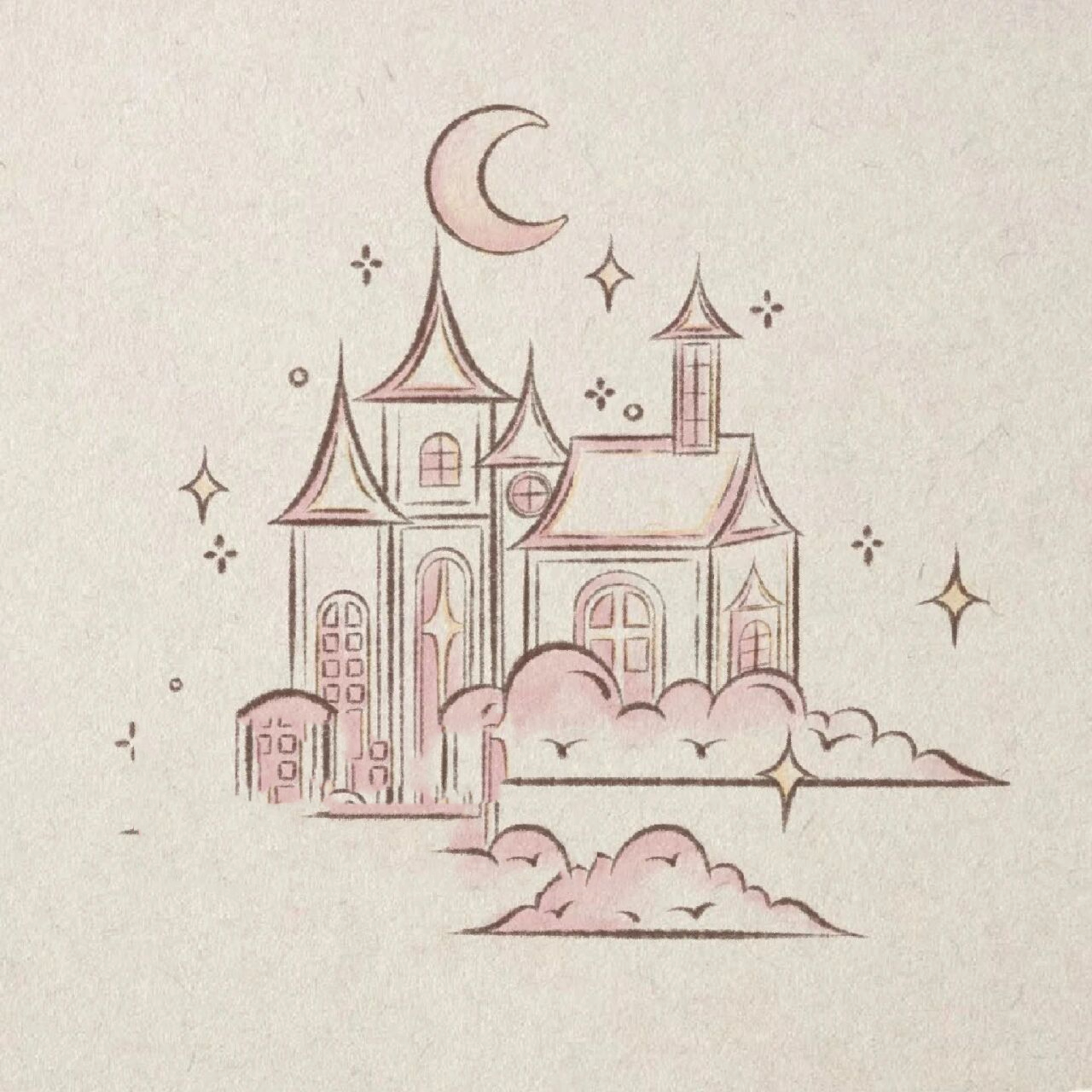 手绘简笔画 | 天空漂浮的城堡 我的孤独就像天空漂浮的城堡 仿佛是一