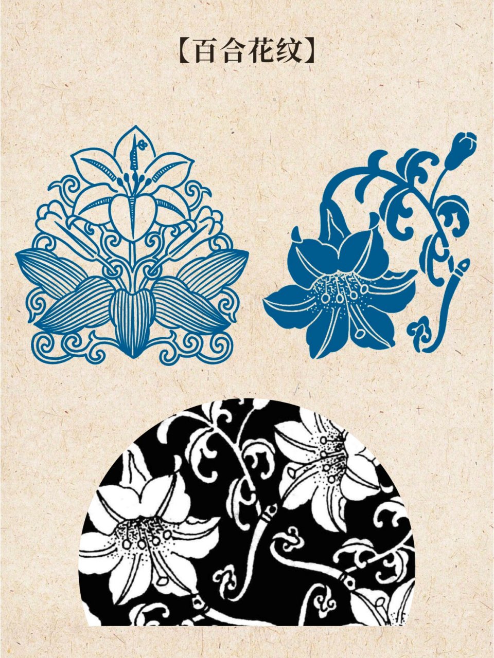 每日一画|中国传统纹样图案|百合花纹 【介绍】百合花:有百事合心之意