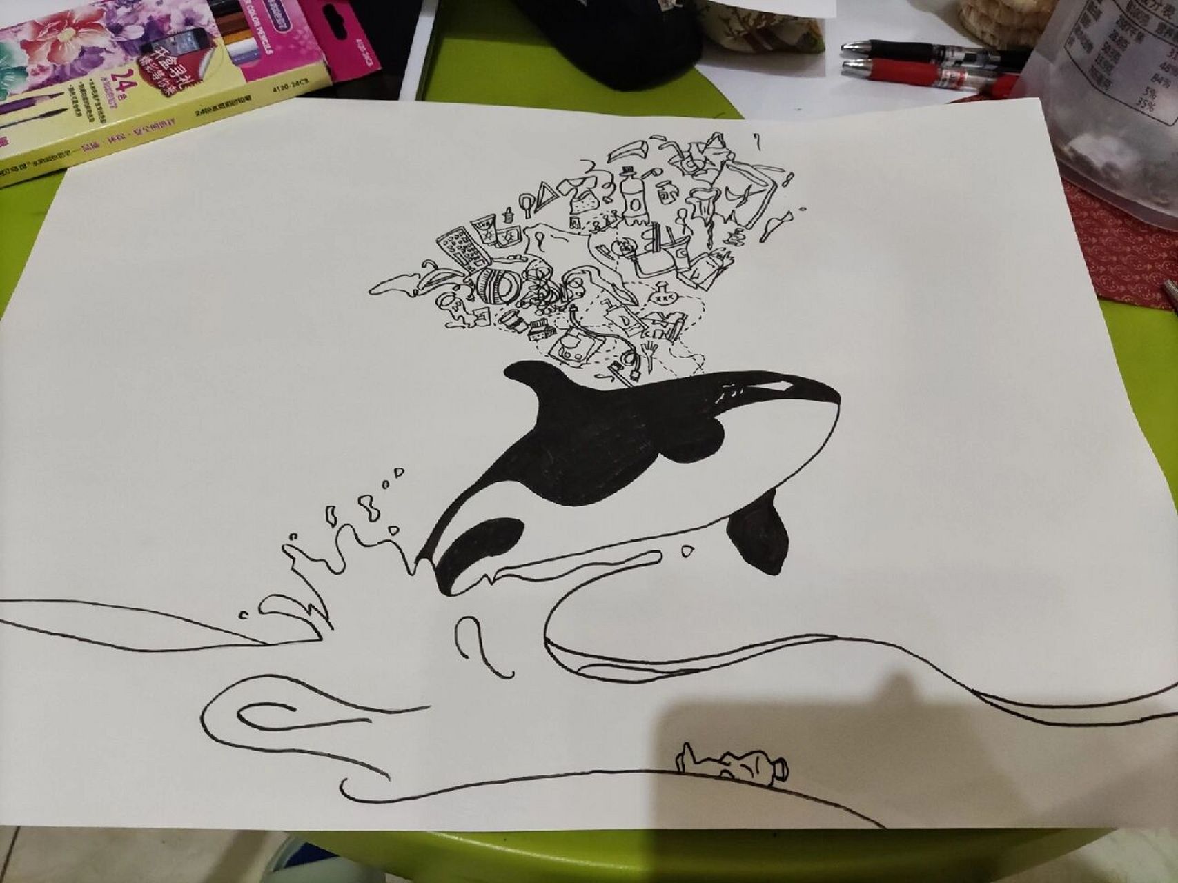 保护鲸鱼的英文小报 记录有效家长的小报历程.