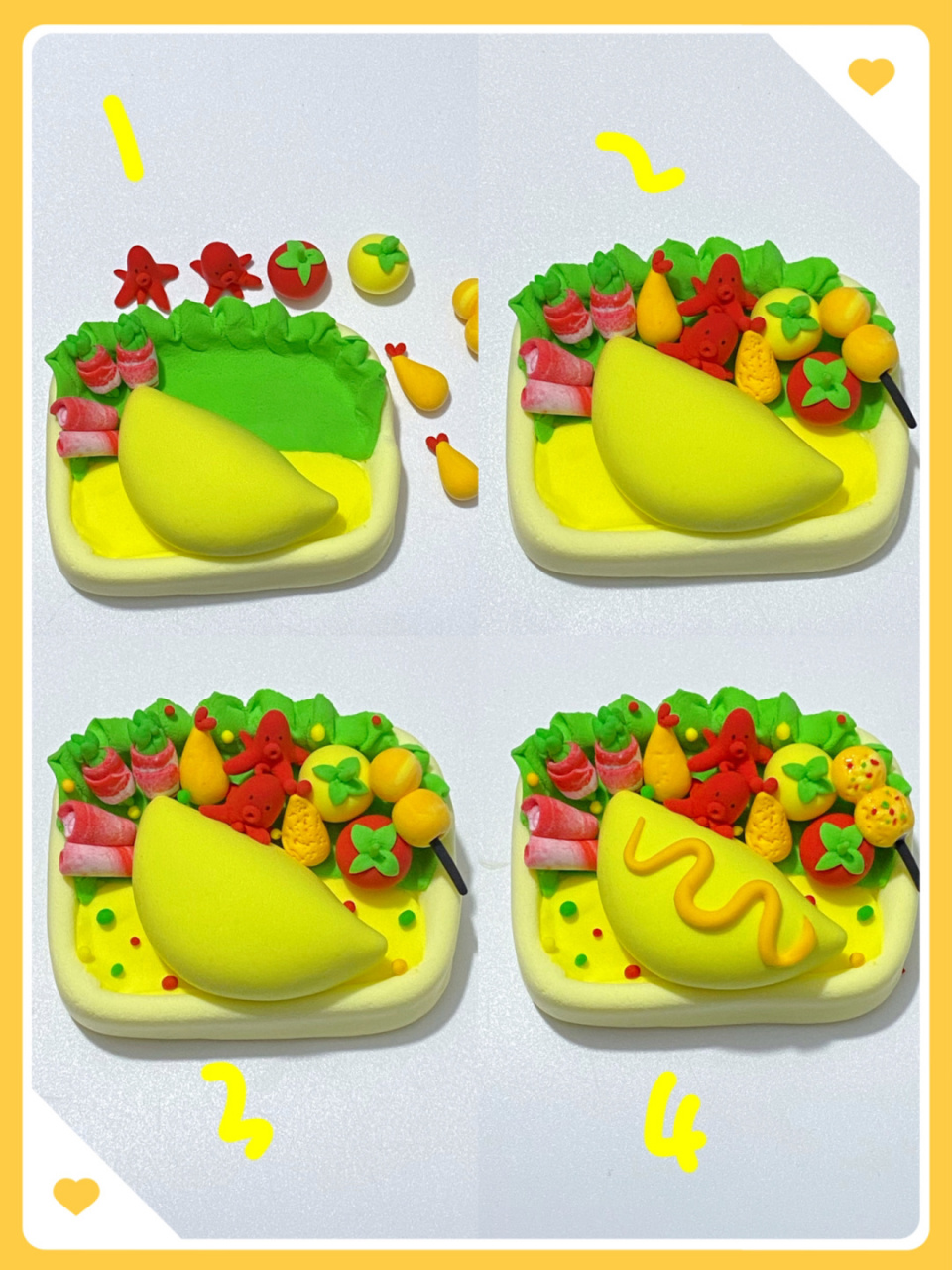 91便当系列-超丰富配料蛋包饭轻粘土教程 91饿了 93好想吃蛋